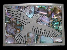 UE11160 VINTAGE 1970s PEYOTE BIRD SOUTHWESTERN DESIGN ART BELT BUCKLE