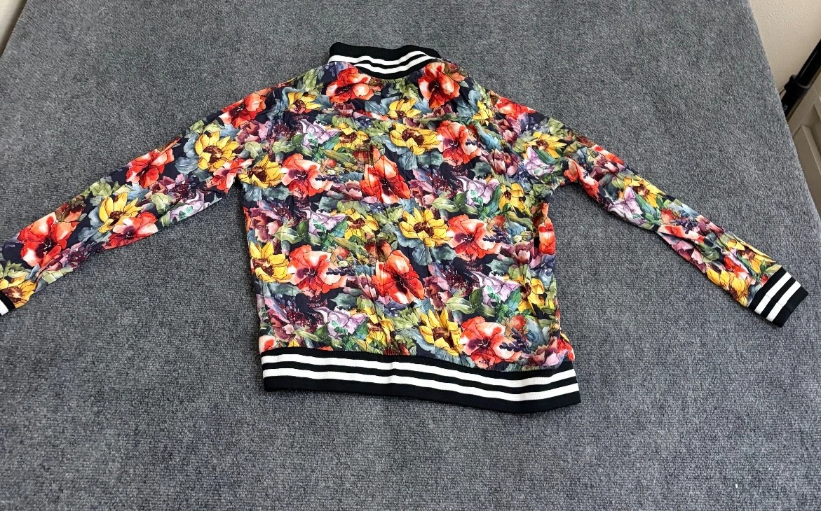 Denim & Flower Ricky Singh Mens Floral Colorful Bomber Jacket Lightweight Size M - product detail image 3