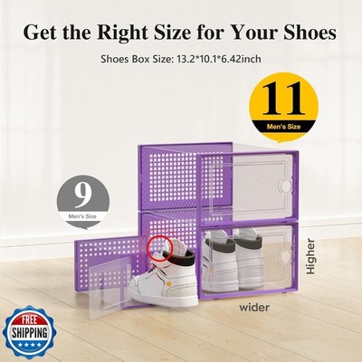 Kuject X-Large Shoe Storage Boxes Organizers Clear Plastic Stackable 12 Pack,...