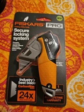 Fiskars Pro Retractable Folding Utility Knife - Box Cutter with CarbonMax Bla...