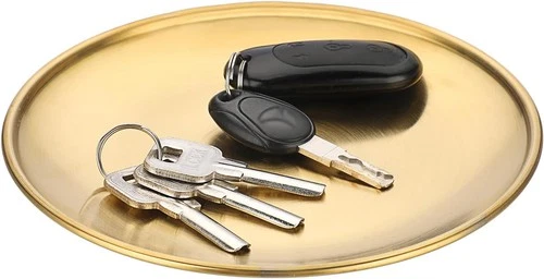 Small Key Bowl for Entryway Table Decor Gold Candle Plate Key Tray Decorative Me - Picture 1 of 9