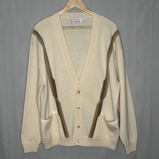 Vintage St. Croix Wool Cream Cardigan Sweater Men’s Medium Made in USA 70s 80s