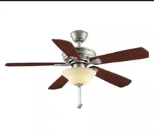 Hampton Bay Wellston 44 in Indoor Ceiling Fan with Light Kit - Brushed Nickel