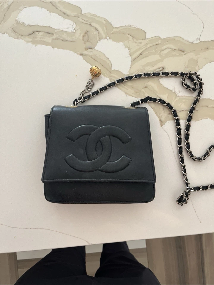 Vintage Authentic Used Black Lambskin Chanel - Image 2 of 4