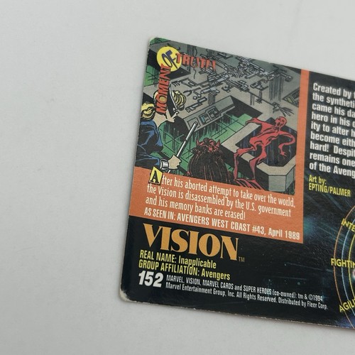 1994 Fleer Marvel Universe Card #152 Super Heroes The Vision Avengers - Picture 6 of 7
