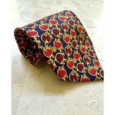 Gianni VERSACE Vintage 1990s Silk Tie Medusa Head Gold Red  Blue Made in Italy