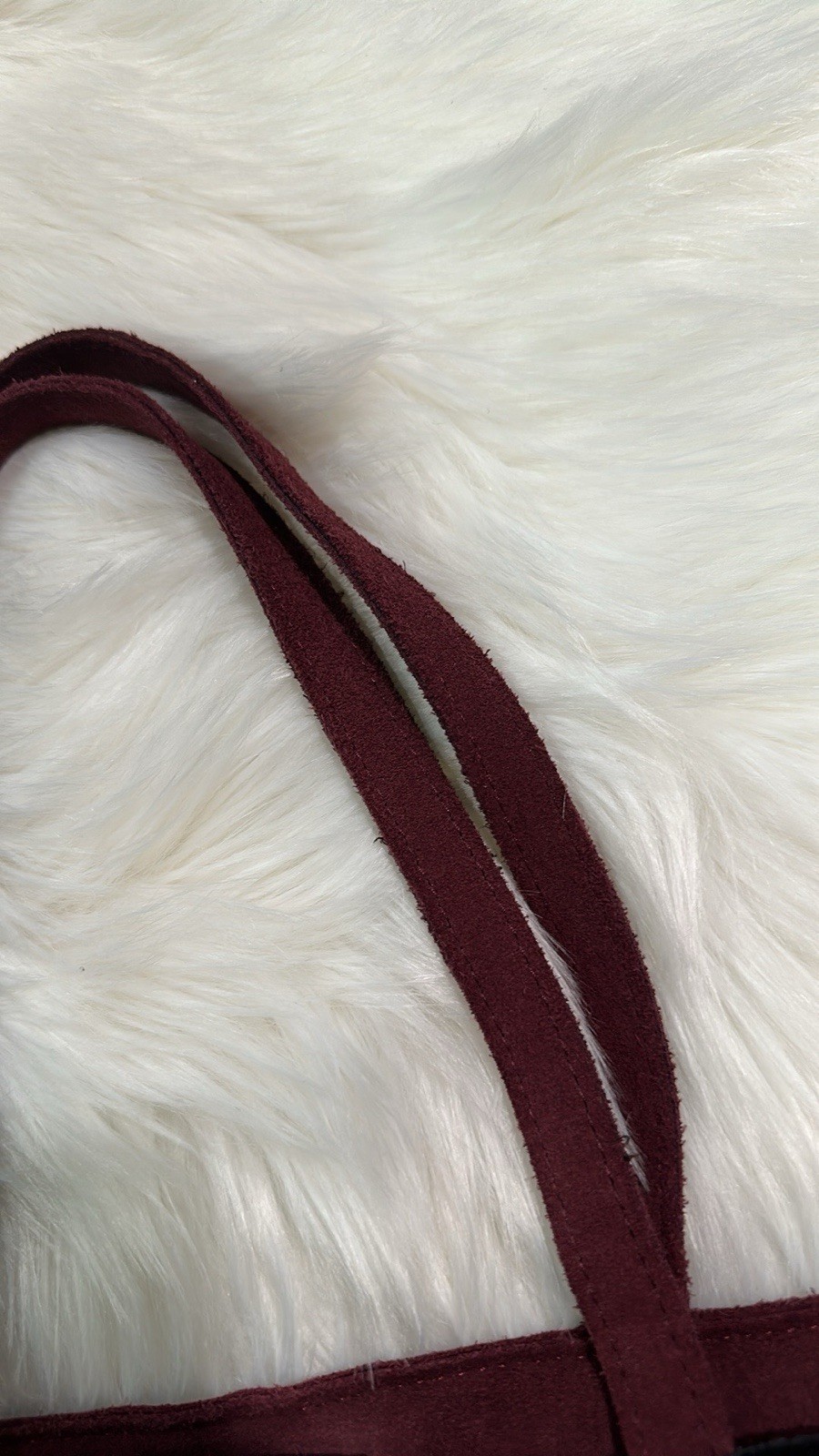 Emma Fox Maroon Suede Patchwork Argyle Tote - image 2