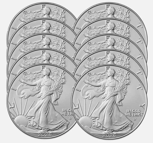 New ListingLot of 10 - 2026 $1 American Silver Eagle 1 oz BU
