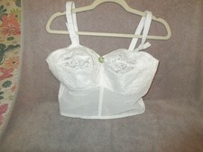 60s Figurettes Floral Lace Longline Bra Size 34EE Wire Free Bullet Retro Pin Up
