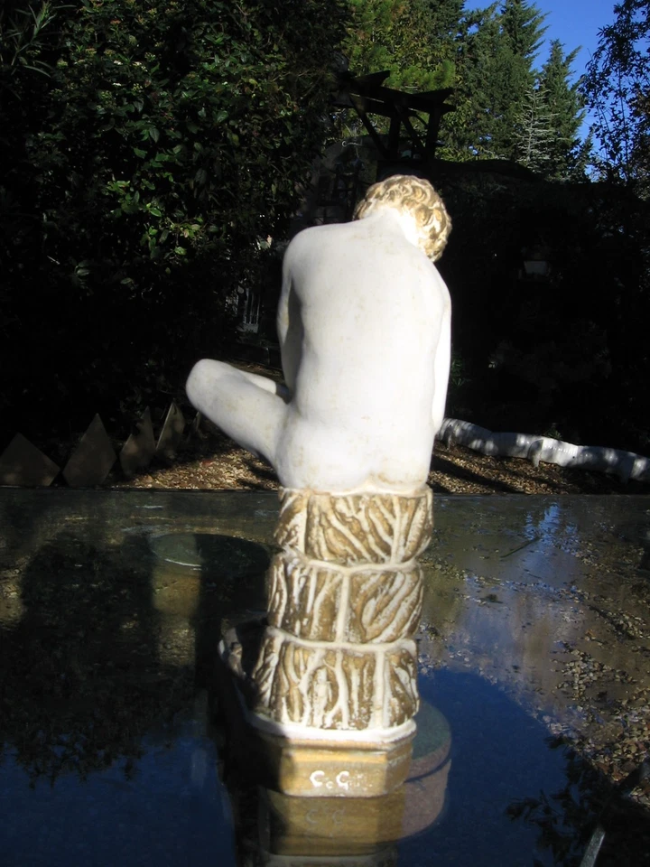 Sculpture du penseur par Rodin Marbre Statue - Photo 3/4