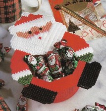 SWEET SANTA CANDY DISH CHRISTMAS PLASTIC CANVAS PATTERN INSTRUCTIONS