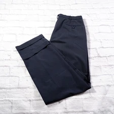 Dockers Navy Blue Pleated Cuffed Polyester Mens Dress Pants 32x30