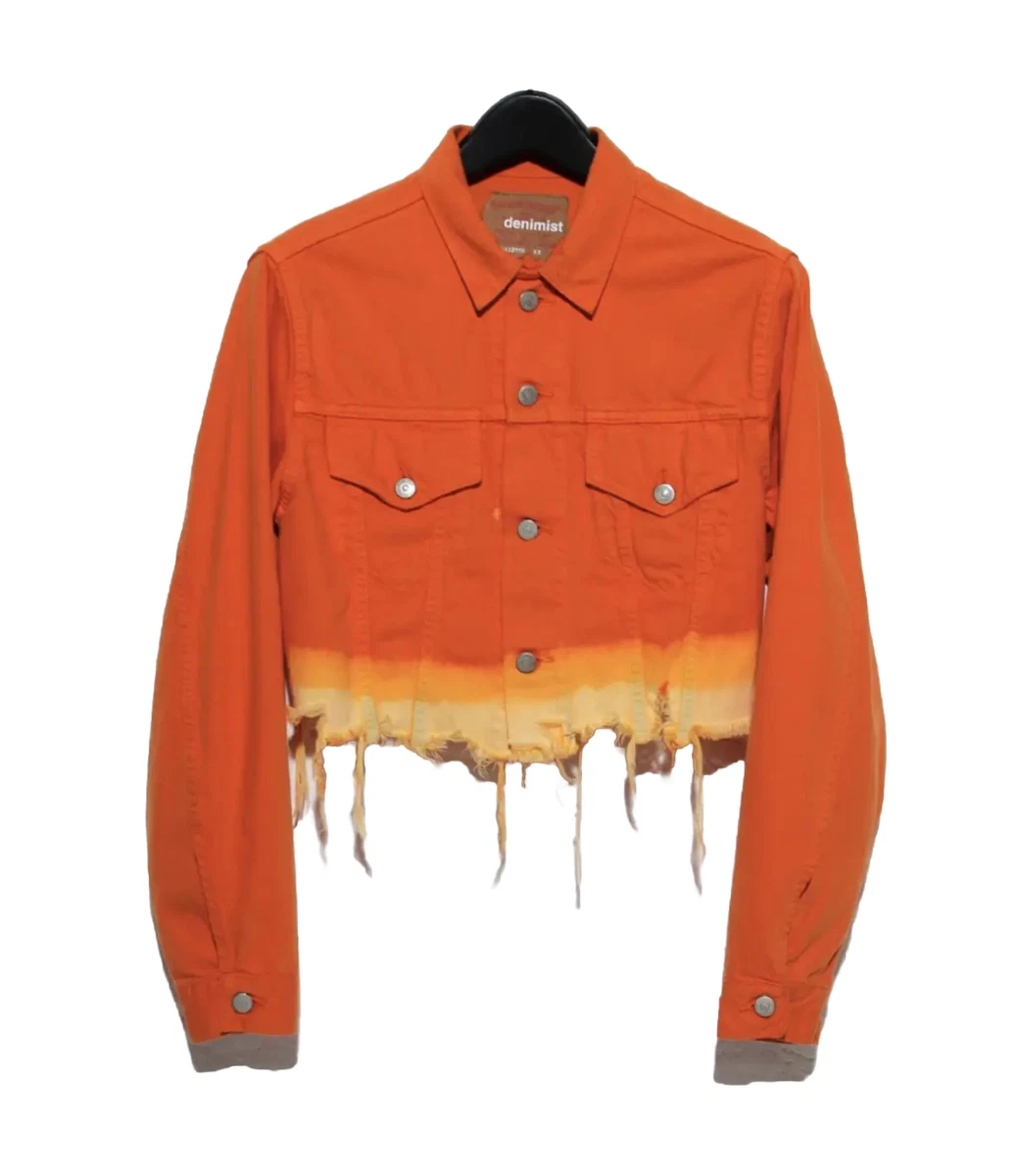 Cropped orange denim jacket clearance