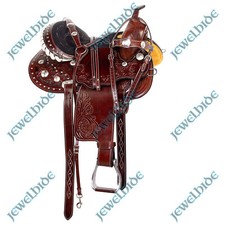 Cowgirl Barrel Racing Horse Saddle Western Show Leather Tack Set 10"-18" F/s