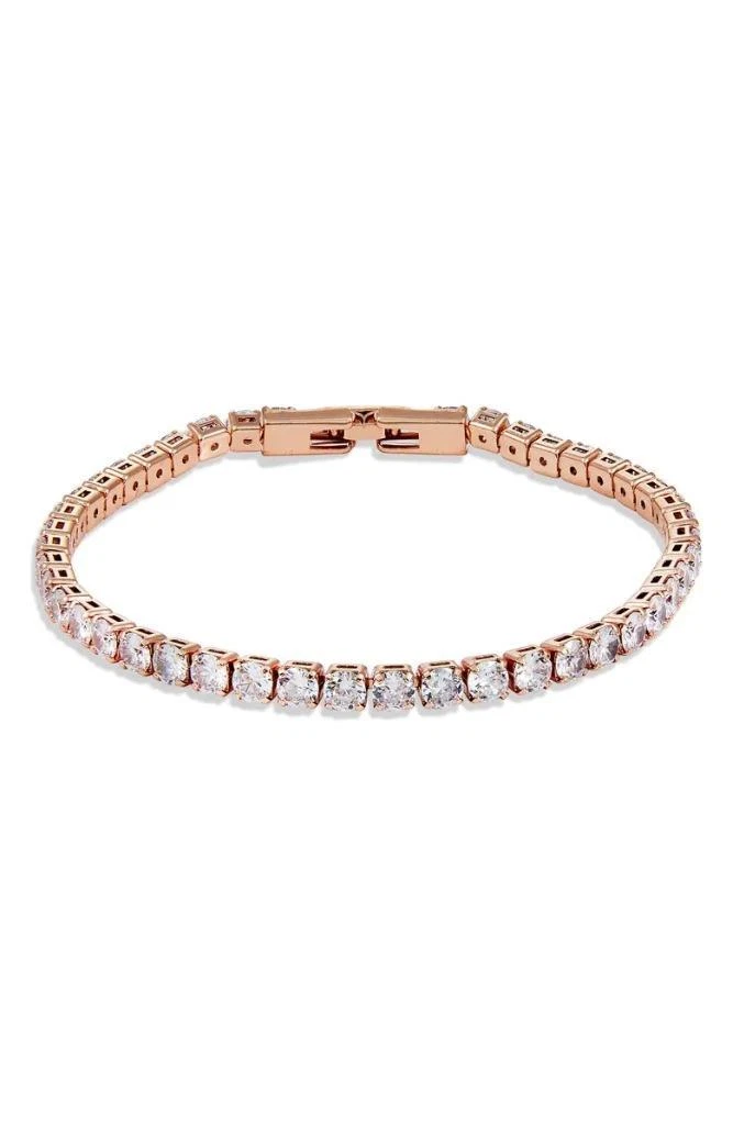 145 SAVVY CIE JEWELS Sterling Silver CZ Tennis Bracelet in Rose