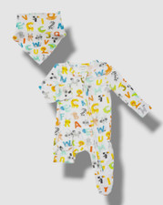  78 Angel Dear Baby's White Unisex ABC Animals Footie  Bib Set Size NB
