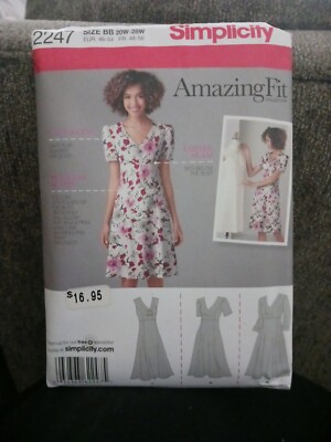 Simplicity 2247 Sz 20-28 Slimming Empire Waist Dress Princess Seams Plus  Pattern | eBay