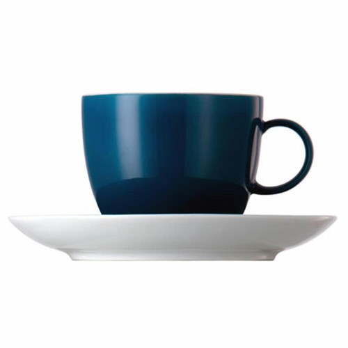 Service De Tasses à Café Bonna Sway - 6 Tasses 250cc + 6 Soucoupes - Porcelaine - Design Inspiré De La Mer - Micro-ondes, Lave-vaisselle