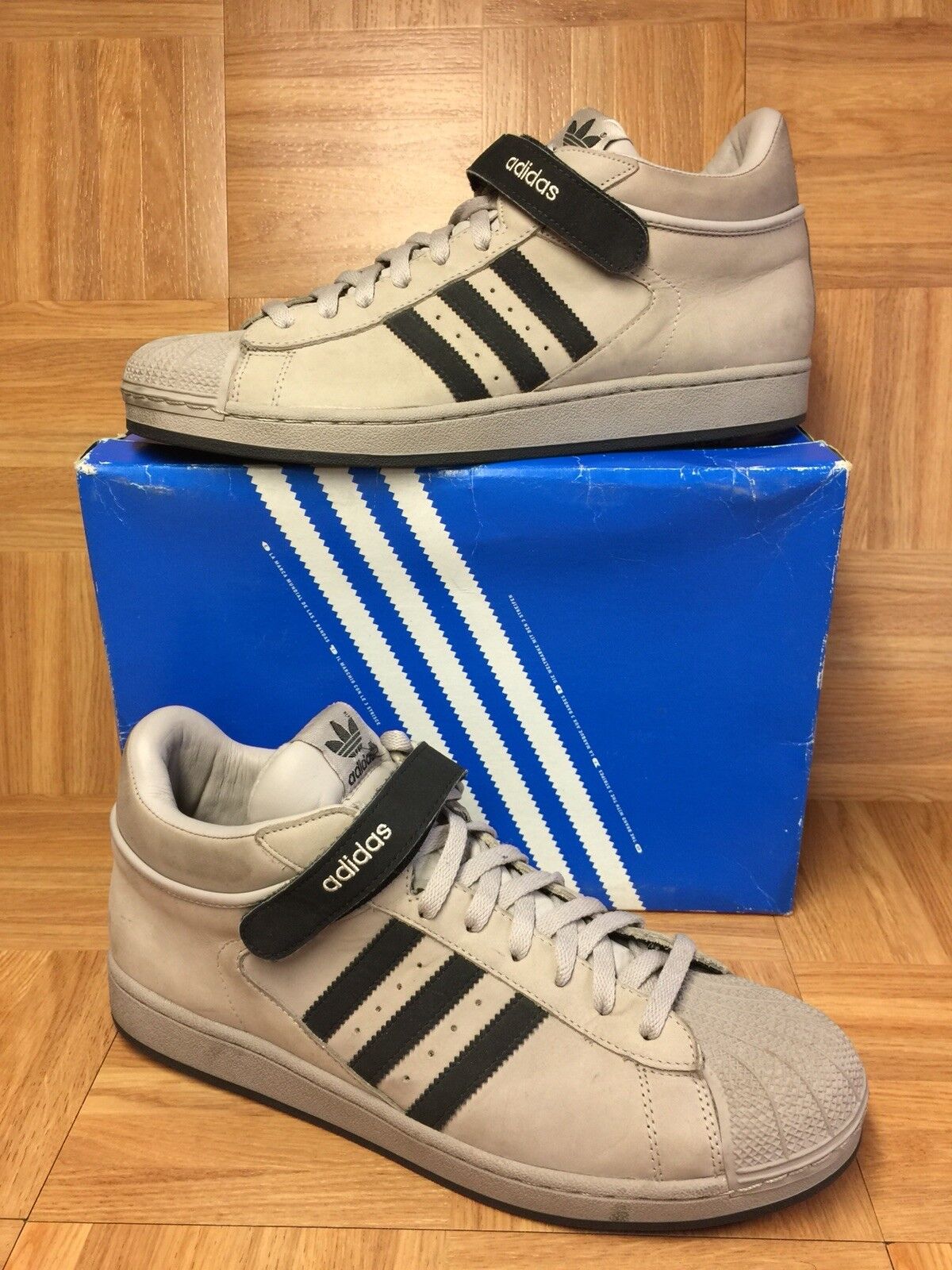 bandera tubo celebrar RARE🔥 Adidas Originals Superstar Mid Hi Strap Skateboarding Sz 13 Gray  Black LE | eBay