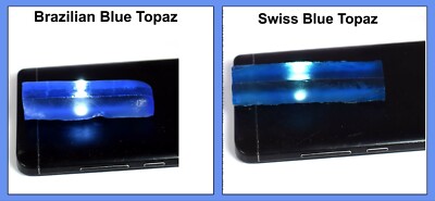 Gemstone Slice Rough Pair 170-190 Ct Swiss Blue Topaz & Blue Topaz AGI Certified