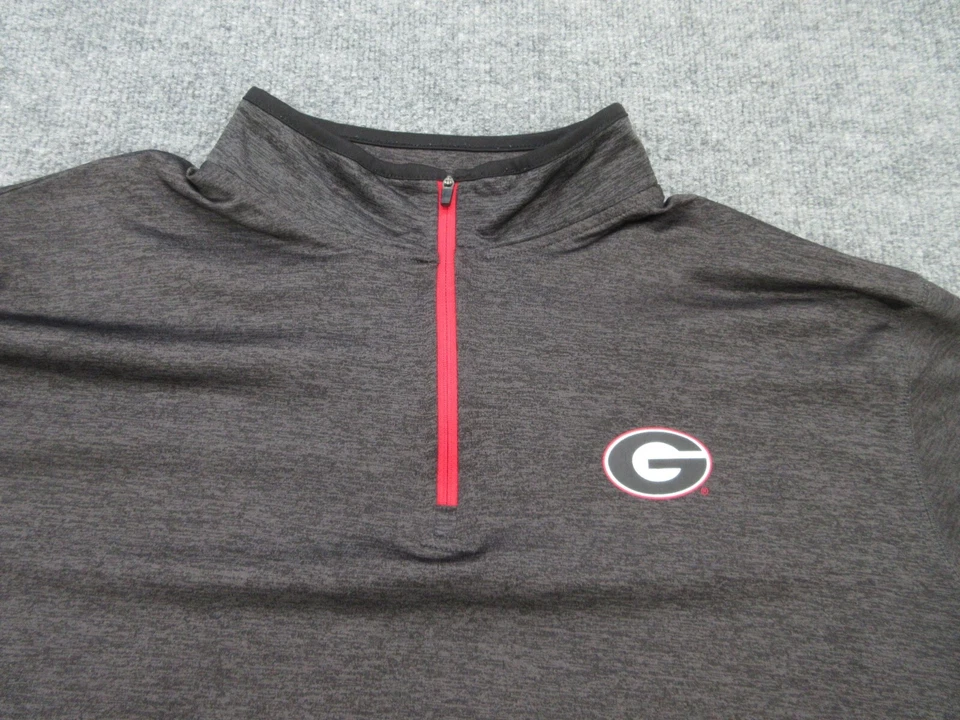 Suéter Georgia Bulldogs Para Hombres XL Gris Manga Larga Cuarto Cremallera UGA Performance Foto 2 de 4