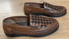 Deer Stags Slip-On Huarache Loafer Shoe Mens 8.5 D Woven Leather Brown Black