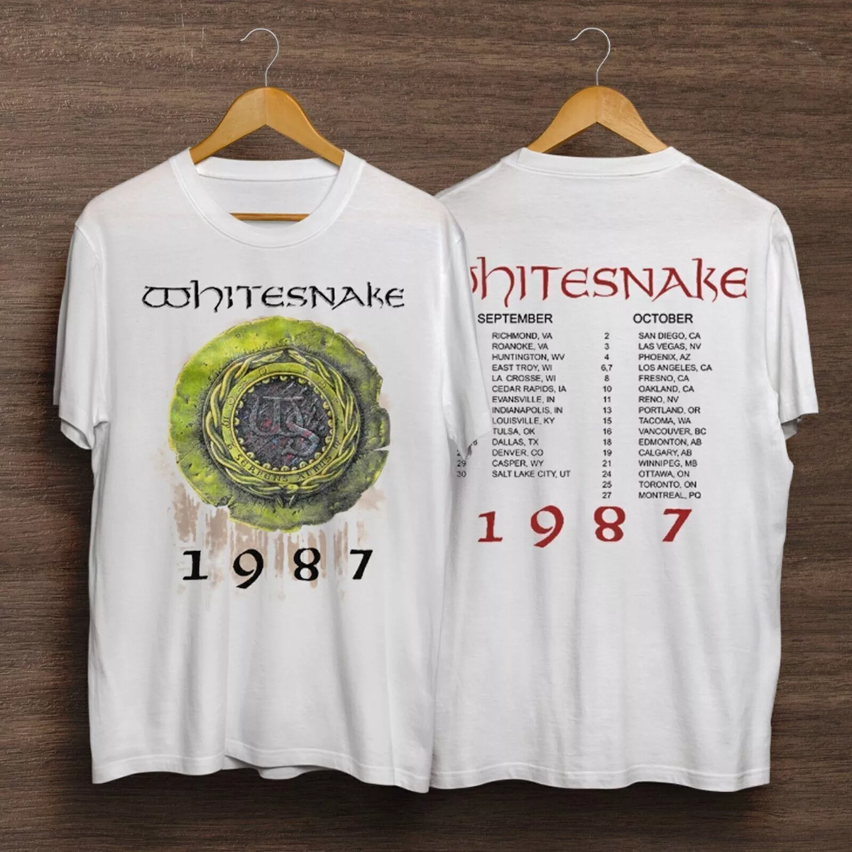 1987 Whitesnake Tour Concert WHITE T Shirt Full Size S-5XL | eBay