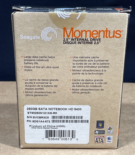 Seagate 250 GB SATA 5400 RPM Momentus ST90250N1A1AS-RK Internal HARD DRIVE - Picture 9 of 14