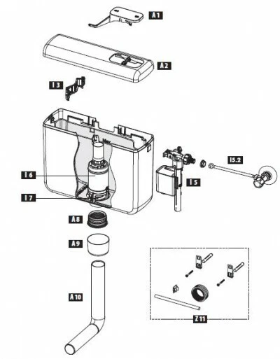 SCHWAB Cassetta scarico WC esterna a zaino di risciacquo per water monotasto  - Immagine 4 di 4
