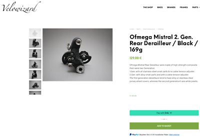 Dérailleur Arrière Ofmega Mistral 2e Génération – 6 Vitesses, Noir, 169g