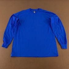 Gildan Ultra Cotton Men's Size Large Blue Long Sleeve Crew Neck T-Shirt New
