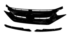 For 2020-2021 Honda Civic Hatchback GLOSSY BLACK Front Grille W Eyelid Molding