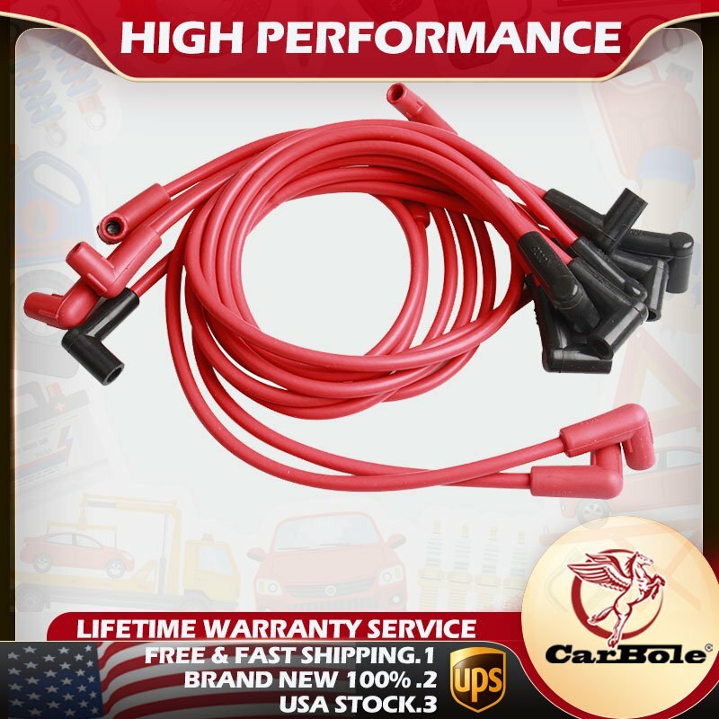 Spark Plug Wire Set 4048 8mm For Chevy 305 350 5.7L 305 HEI 90 Over V/C V8 SBC