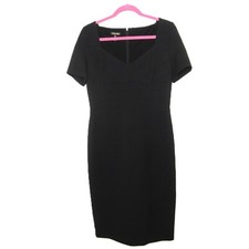 Escada Dayana Solid Black Sheath Dress Size US 8 German 38 Knee Length LBD