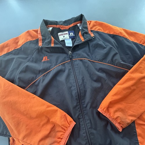 Vintage Russell Athletic Windbreaker Jacket Mens Medium Team Issue Orange 90s - Image 1