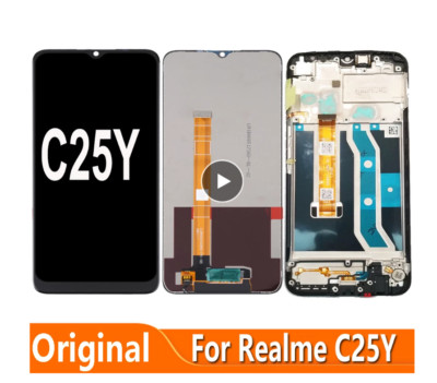OEM für Realme C25Y 6,5'' LCD Display Touchscreen Digitizer Baugruppe schwarzer Rahmen
