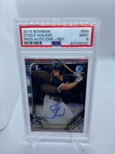 2019 Bowman Chrome 1st Steele Walker Refractor Auto /499 Rangers RC PSA MINT 9