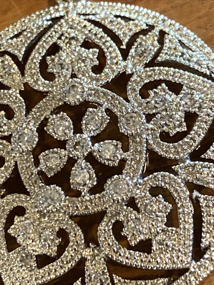 Gorgeous Filigree Cut Floral Medallion Pendant Jewels Silver 935 Argentium - Image 3 of 4