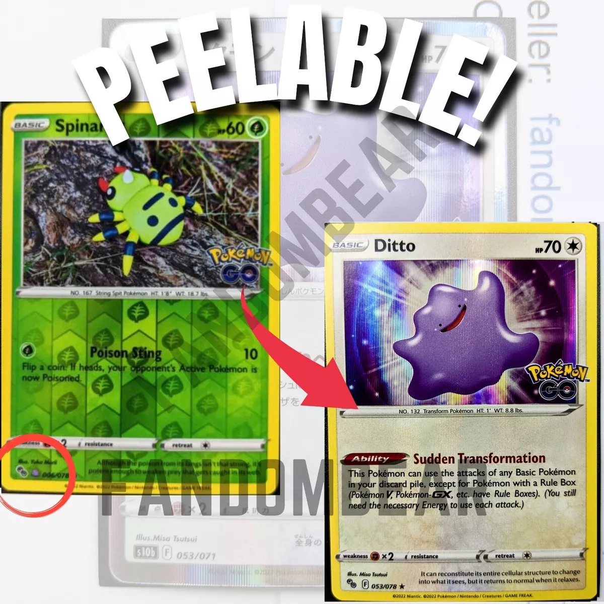 Ditto (Spinarak) - 006/078 - Common Reverse Holo Unpeeled