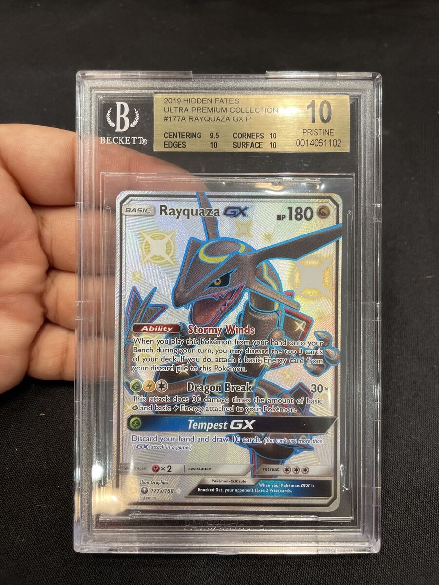 2019 Pokemon Hidden Fates Shiny Rayquaza GX 177A BGS 10 PRISTINE Ultra  Premium