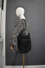 Armani Exchange Black Leather Hobo Bag with E...