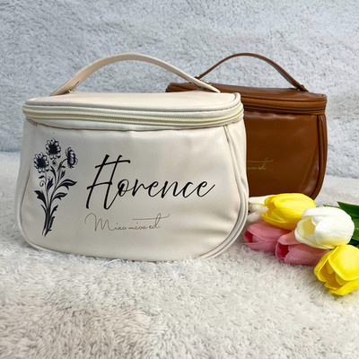 Personalized Makeup Bag Large Organizer Brush Holder Custom Name Travel Case