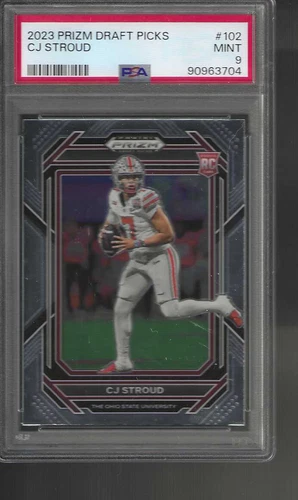 102  CJ STROUD  rc 2023  PANINI PRIZM dp   PSA 9  rookie   C J