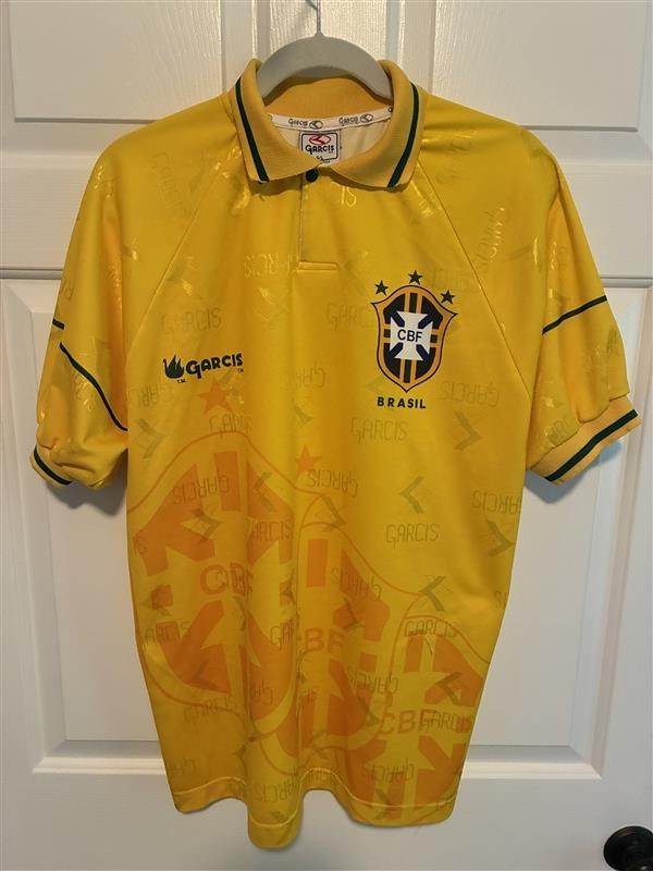 Vintage Brazil Jersey Garcis CBF Yellow Polo R Rodriguez #2 Mens L 23x30