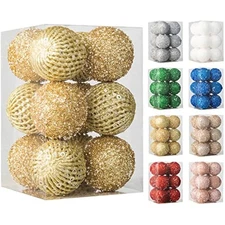 3.15" Christmas Ball Ornaments Glitter Shatterproof Christmas Tree Orn