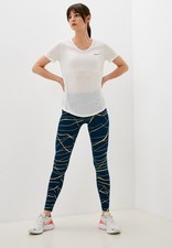 New Nike Icon Clash Fast Women’s Dri-FIT Leggings Large Gold/Blue