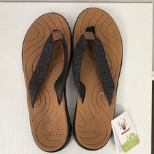 KuaIlu Men's Comfort Thong Flip Flop Sandals Brown/Black US 10.5 EU 41.5