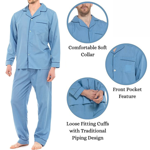 Mens Pyjamas Sets Classic Plain Pjs Nightwear Top Bottoms Lounge Pants Trousers - 第 13/20 張圖片