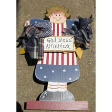 Patriotic Decor A110-God Bless America Girl on Wood Stand