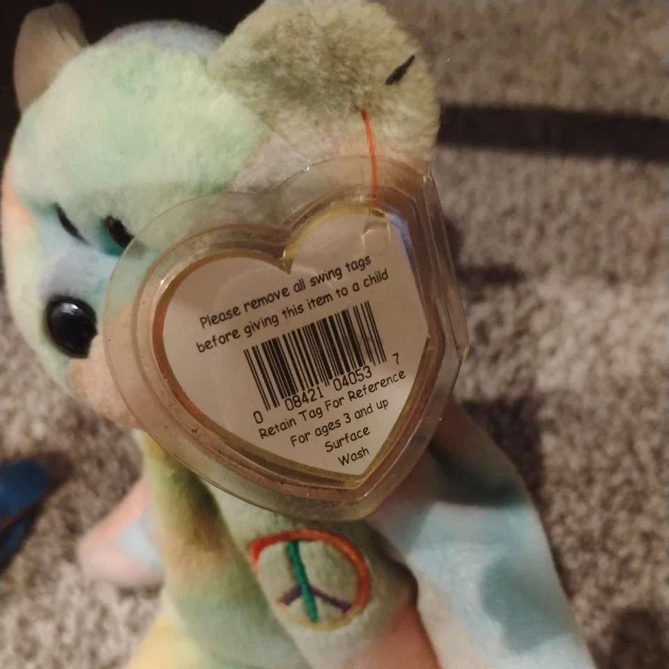 Ty Beanie Baby: Peace Bear 1996 - Multicolor en perfecto estado con errores de etiqueta Foto 2 de 4